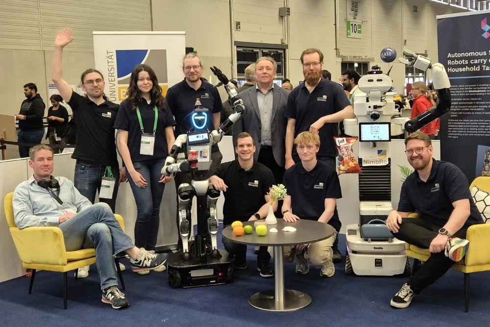NimbRo team from the University of Bonn with Prof. Dr. Sven Behnke after winning the RoboCup German Open