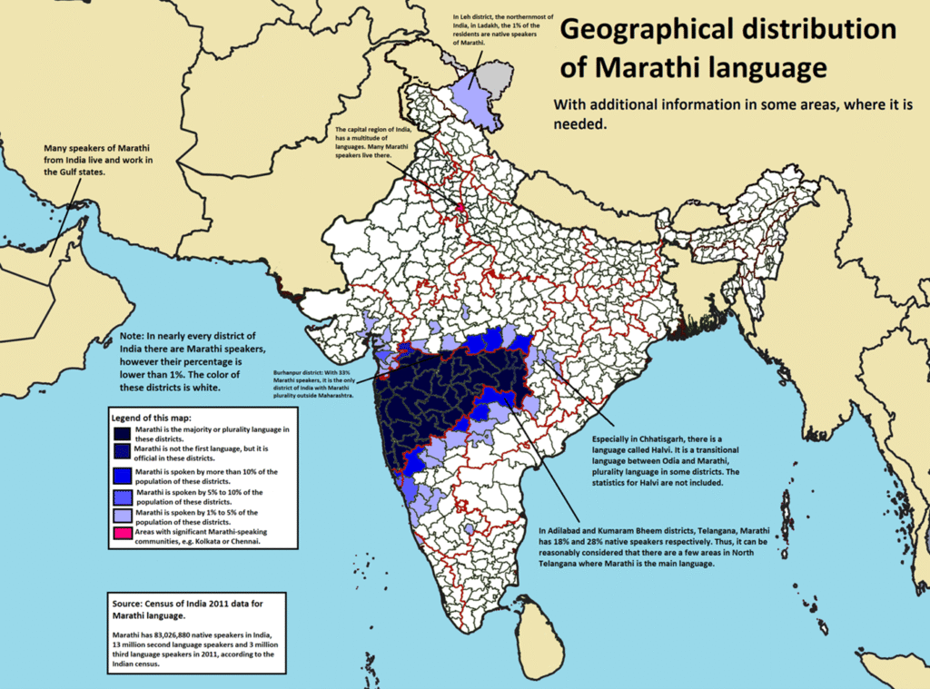 Why Fine-Tuning ASR Still Fails Low-Resource Languages – and How We Can Fix It 3 Map of India showing the Distribution of Maharati Language